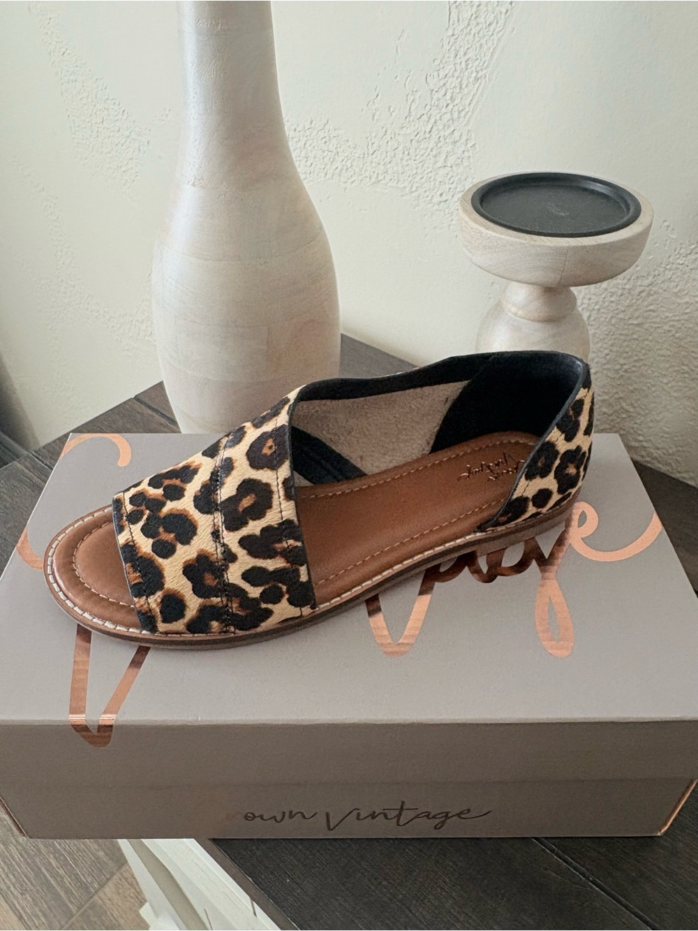 Crown Vintage Leopard Print Open-Toe D'Orsay Sandal - Brown/Black